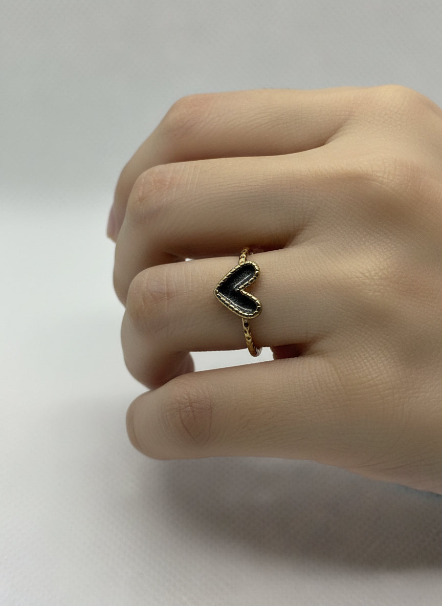 Bague Coeur Gris Foncé