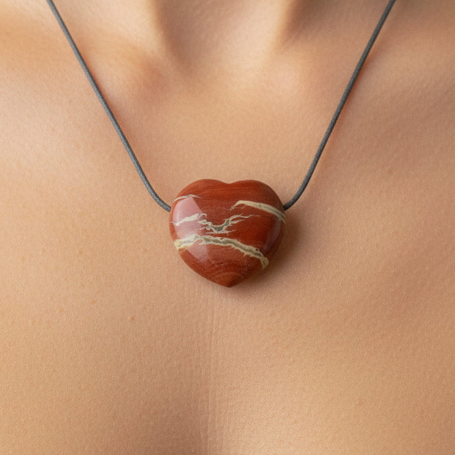 Collier Jaspe Rouge "Coeur"