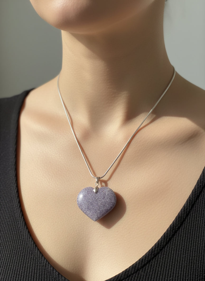 Collier Lépidolite "Coeur"