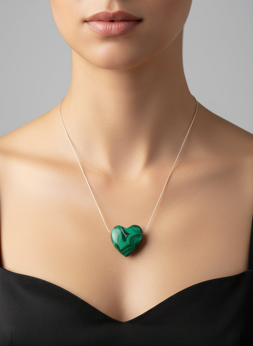 Collier Malachite Coeur