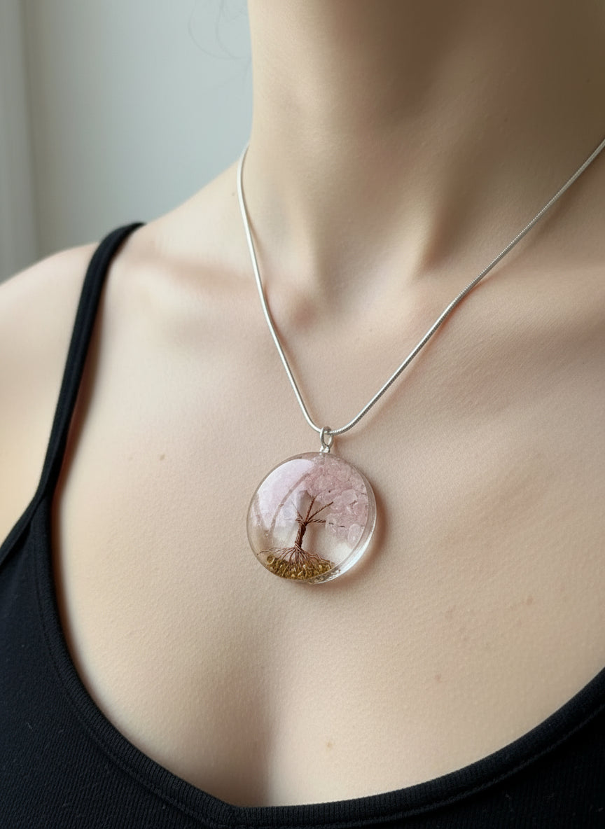 Collier Orgonite Quartz Rose