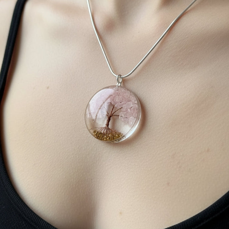 Collier Orgonite Quartz Rose