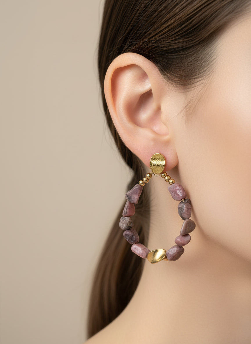 Boucles d'oreilles Rhodonite