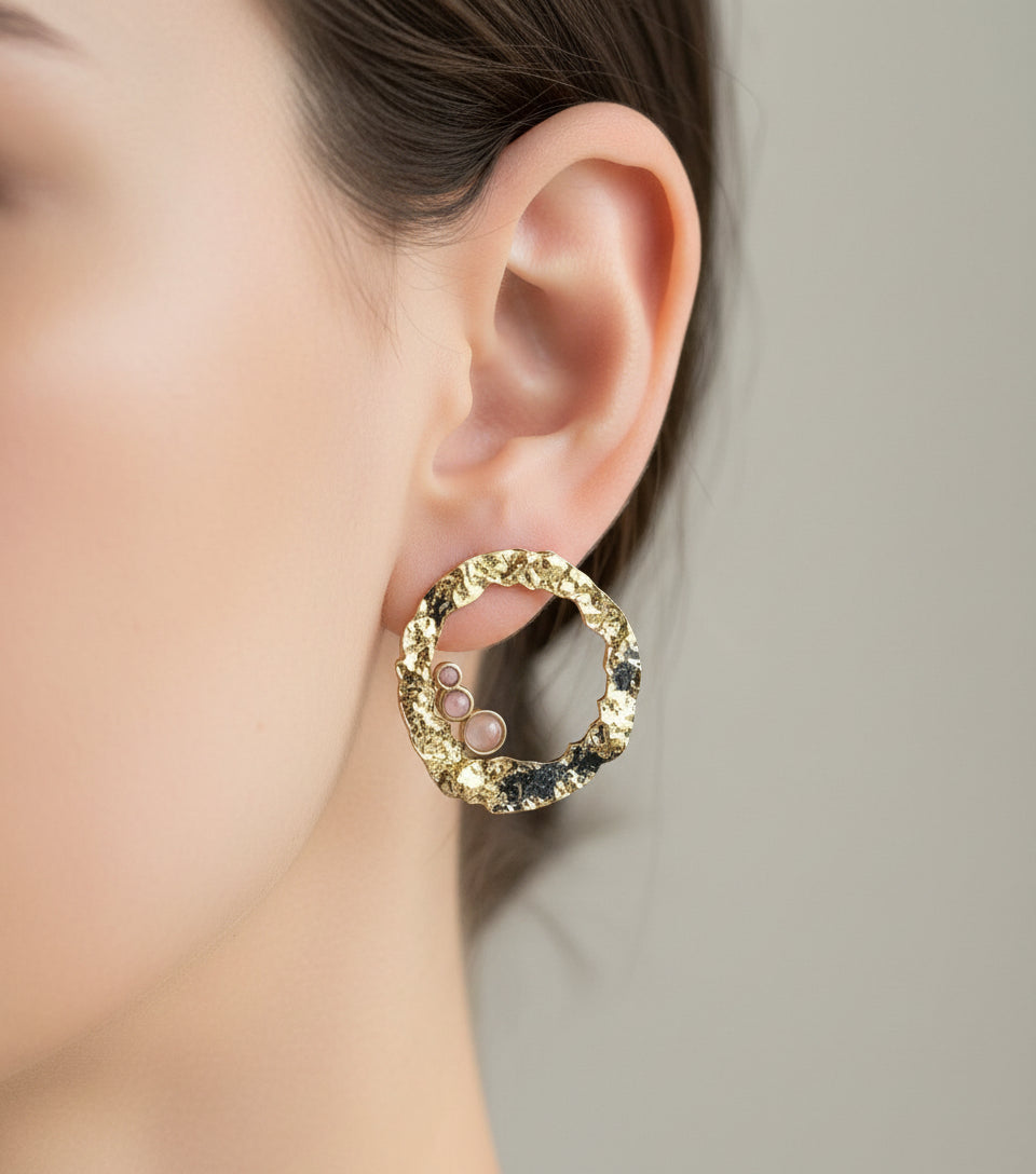 Boucles d'oreilles Quartz Rose